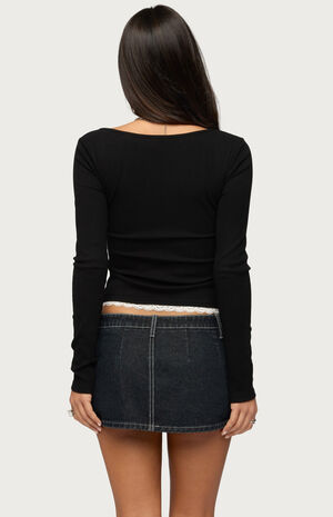 Joana Layered Lacey Henley Top image number 3