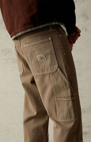 Baggy Olive Panel Jeans image number 4