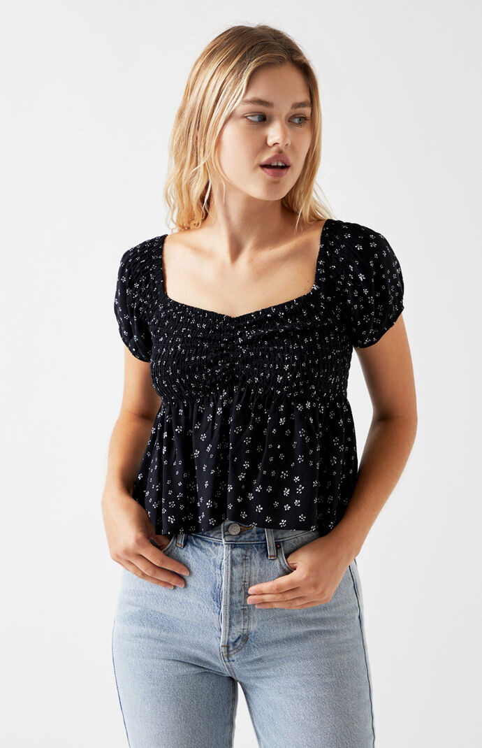 smocked babydoll top