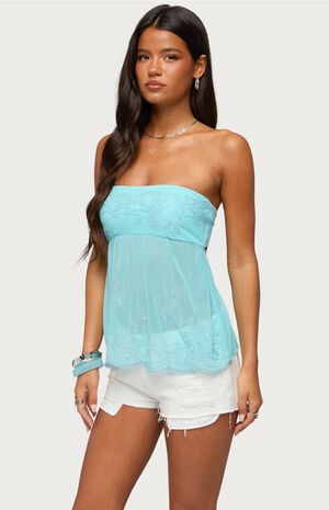 Corra Rhinestone Lace Top image number 2