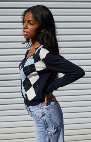 V-Neck Argyle Sweater image number 3