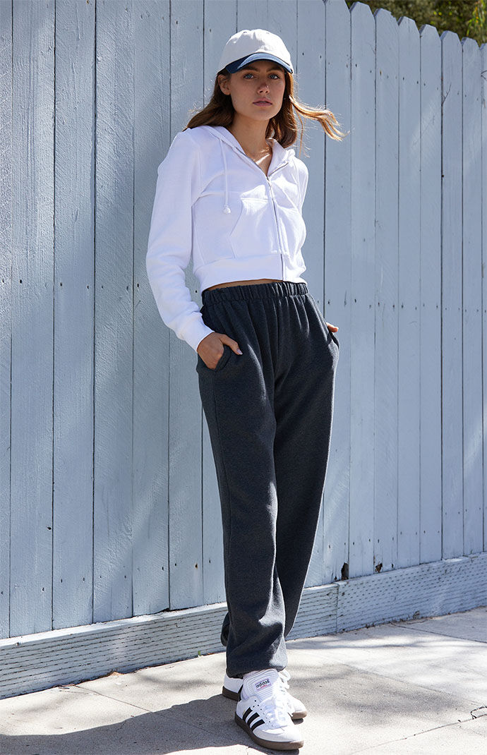 John Galt White Full Zip Cropped Hoodie PacSun