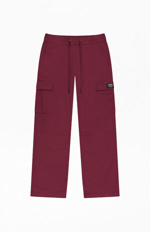 Burgundy Open Bottom Cargo Pants image number 1