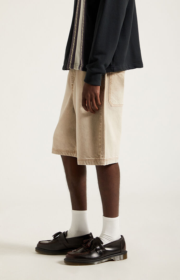 Pacsun Parker Baggy Denim Shorts Tan Washed