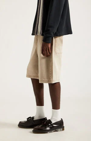 Parker Baggy Denim Shorts Tan Washed image number 4