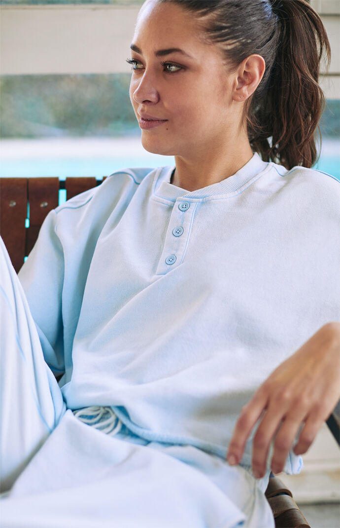 Henley Cropped Sweatshirt