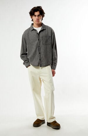 Washed Black Denim Long Sleeve Shirt image number 4