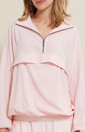 Active Pink Half Zip Windbreaker Track Jacket image number 2