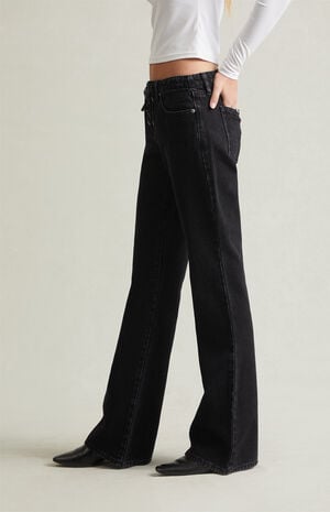 Jade Low Rise Bootcut Jeans Lace-Up Black image number 3