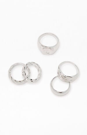 5 Pack Textured Chunky Rings image number 2