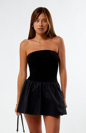 Strapless Drop Waist Mini Dress image number 1