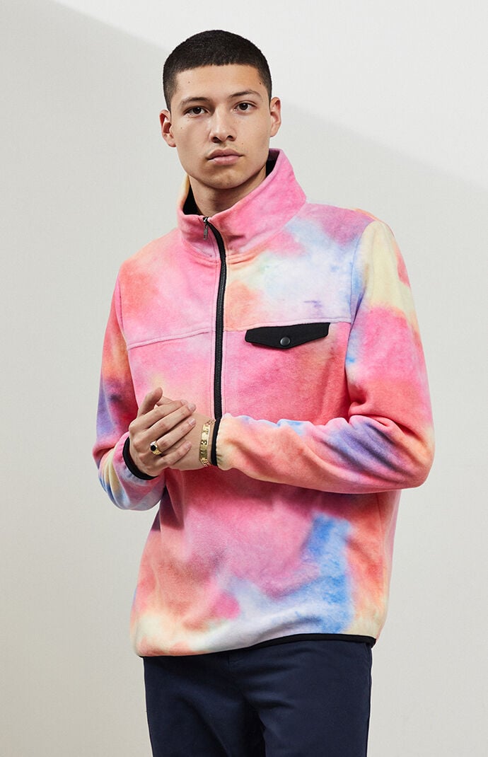 tie dye fleece pullover