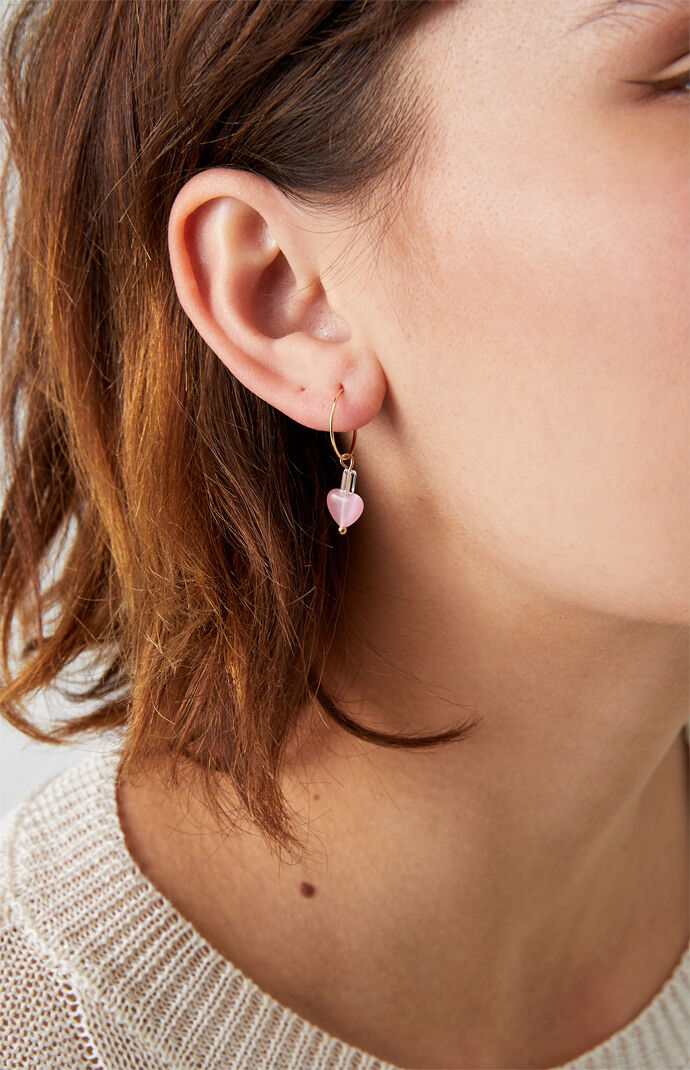 Pink Heart Drop Earrings