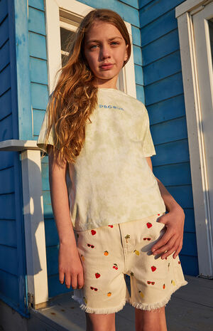 Ripped Embroidered Denim Shorts image number 1