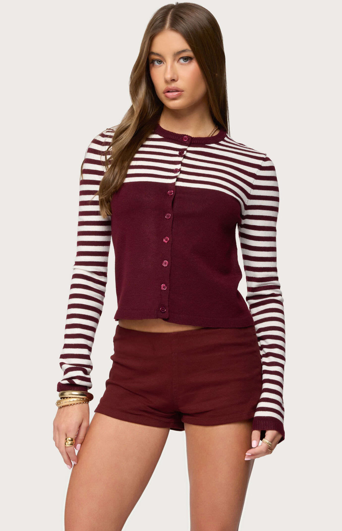 Edikted Goni Stripey Knit Cardigan