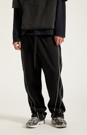 Black Piping Track Sweatpants image number 2