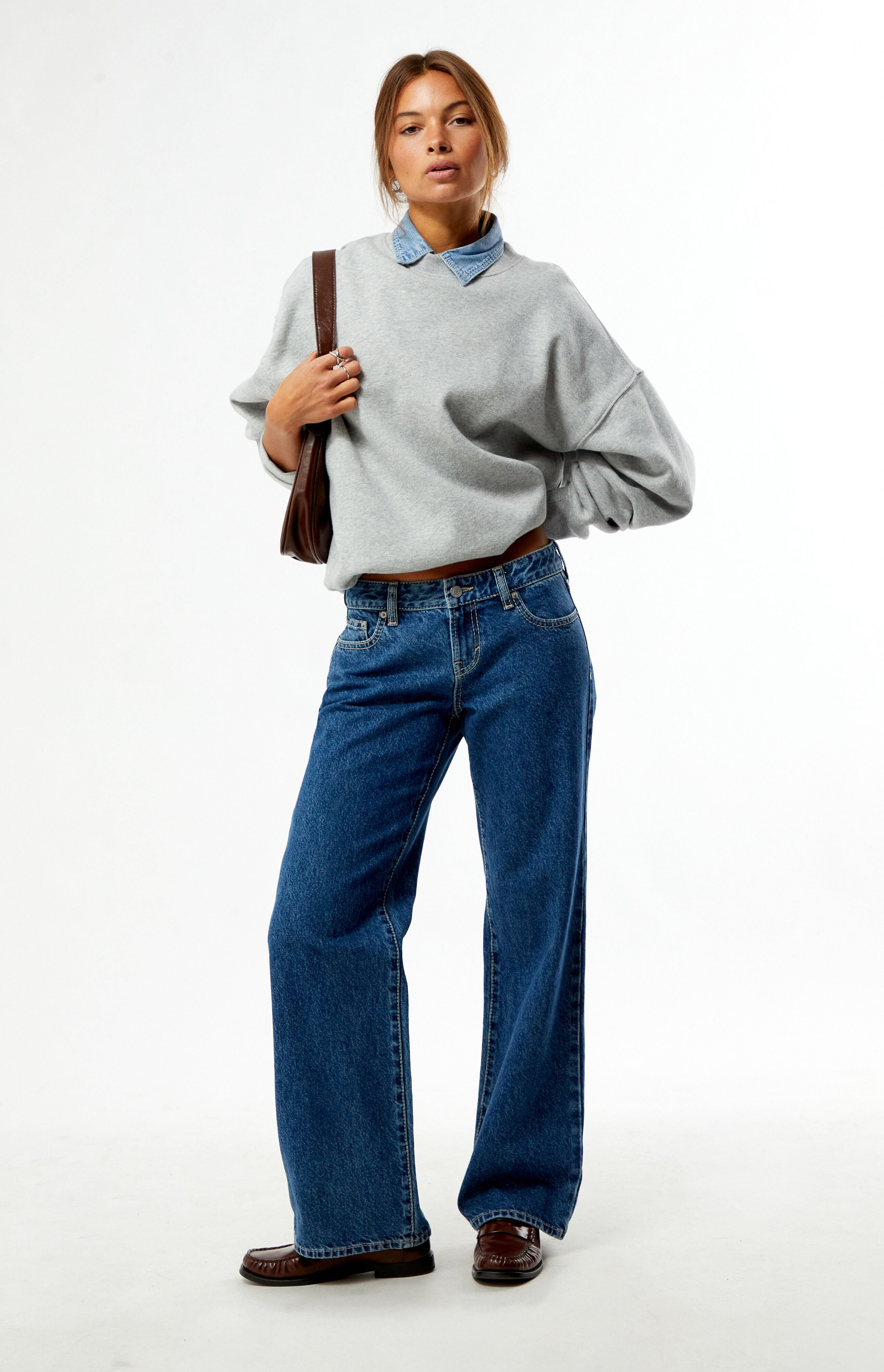 Pacsun Zoe Low Rise Girlfriend Jeans Classic Medium Blue