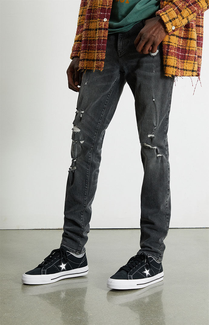 Pacsun black shop stacked skinny jeans