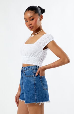 Staple High Waisted Relaxed Cutoff Denim Shorts image number 3