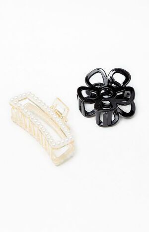 Pearl & Flower Hair Claw Clip Set image number 3