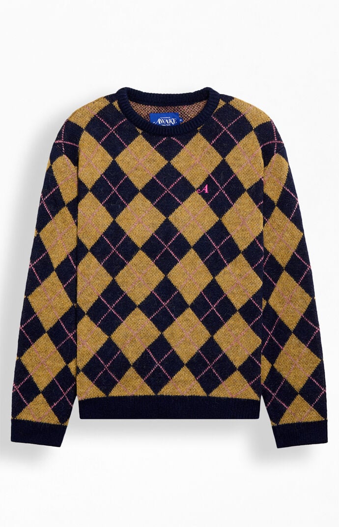 Awake NY Argyle Crew Neck Sweater