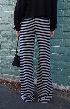 Black and Gray Hilary Striped Yoga Baggy Sweatpants image number 4