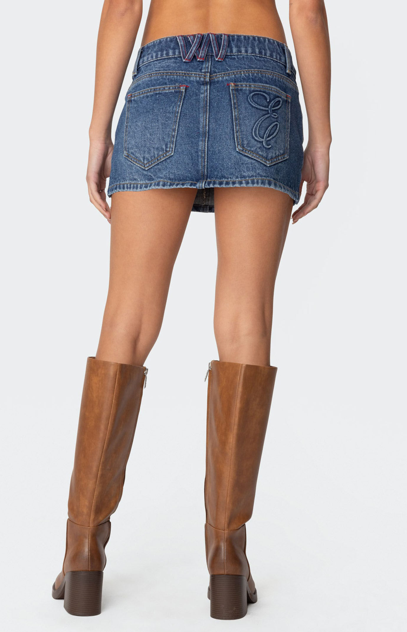 ★E.B.M★ Pocket Mini Skirt EMP1DSK020 Edikted Embroidered Pocket Denim Mini Skirt | PacSun