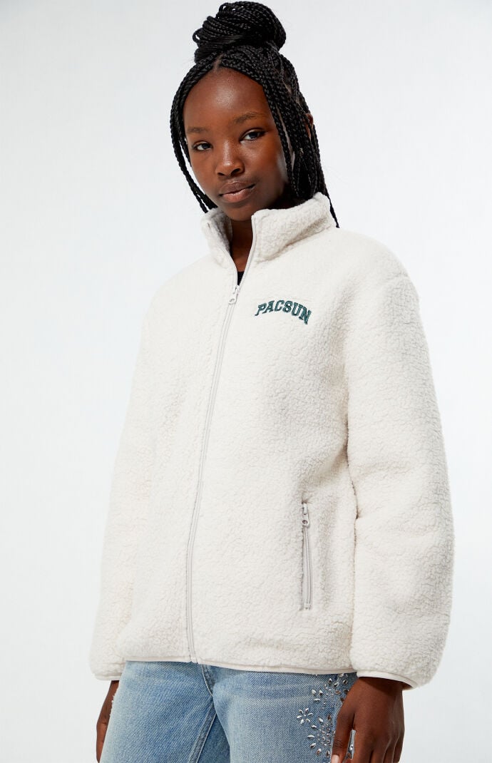 Pacsun Kids Taupe Sherpa Full Zip Shacket in Sand Size Small 6 7