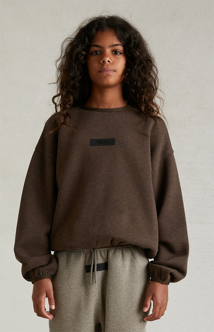 Kids Fear of God Essentials Heather Wood Crew Neck Sweatshirt PacSun