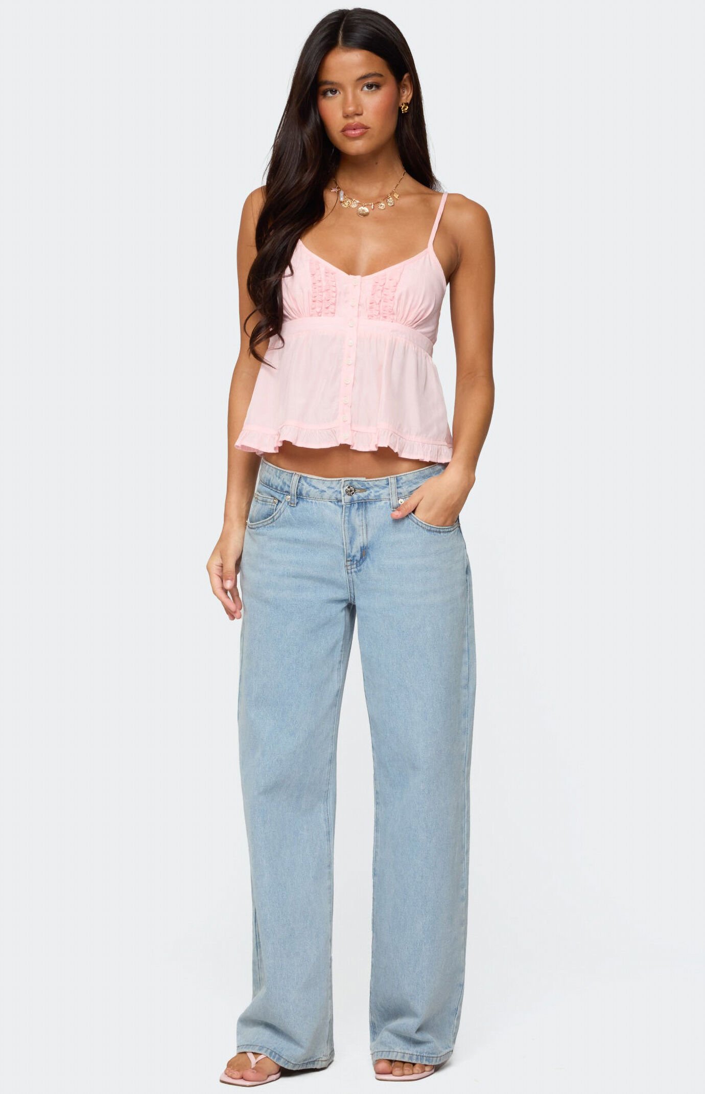 Edikted Halsey Ruffle Tank Top