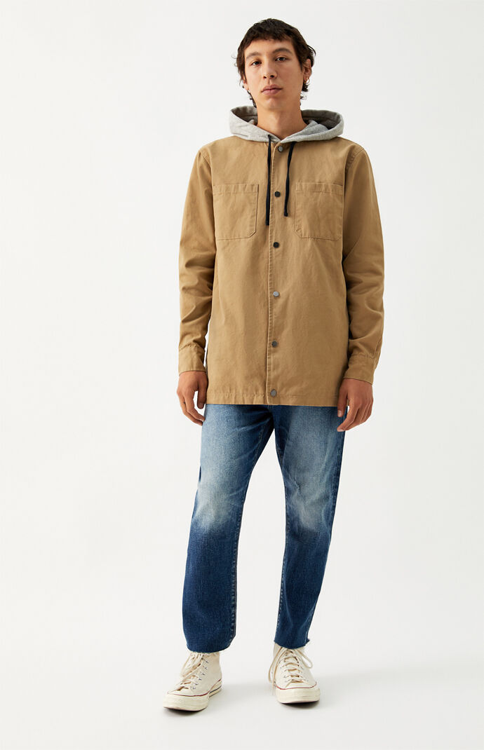 Tan Hooded Shacket