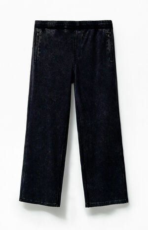Black Ribbed Baggy Sweatpants image number 1