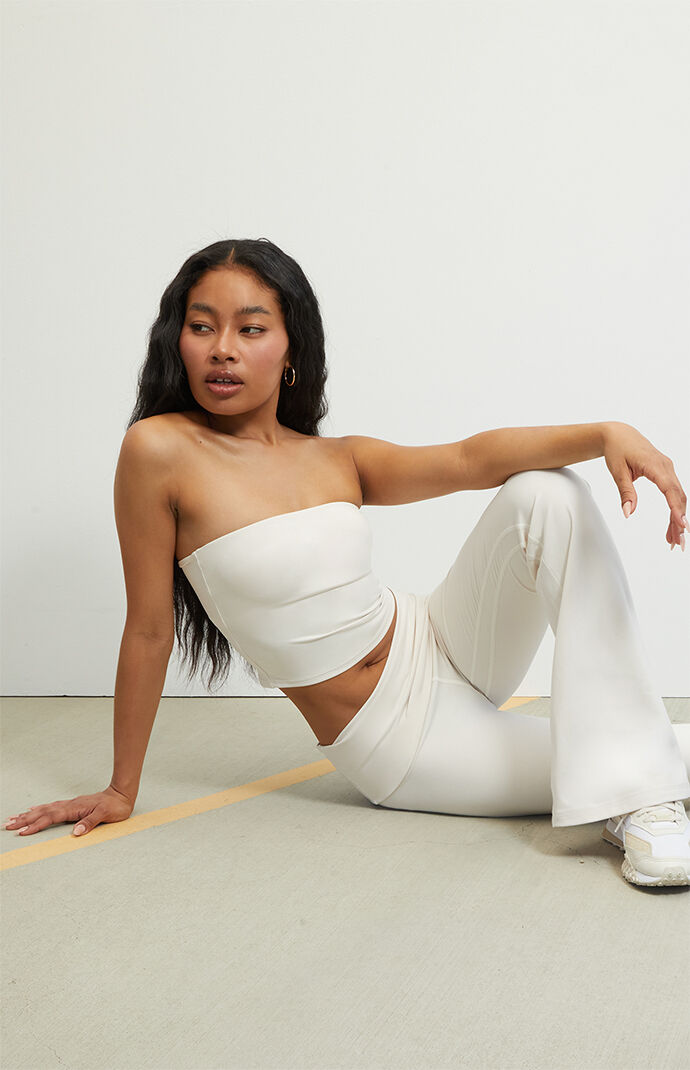 PAC 1980 PAC WHISPER Active Ivory Fold-Over Waistband Flare Yoga