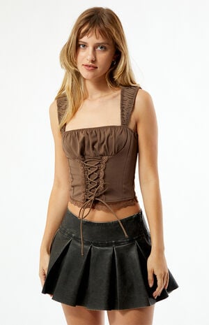 Kacey Lace Up Denim Top image number 1