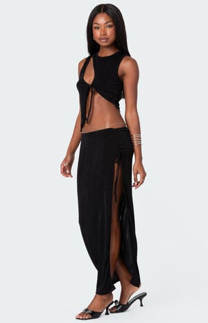 Goldie Slitted Drawstring Maxi Skirt image number 4