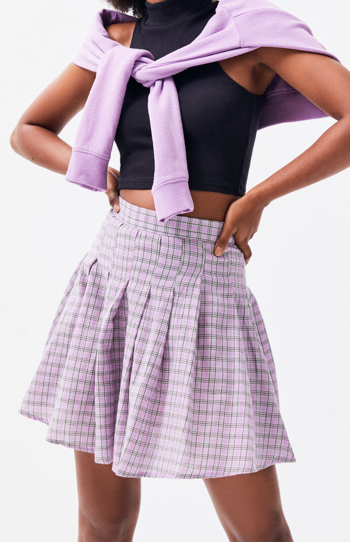 purple plaid skirt pacsun