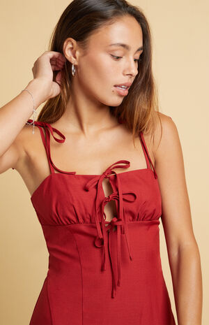 Romee Tie Front Bow Pleated Mini Dress image number 5