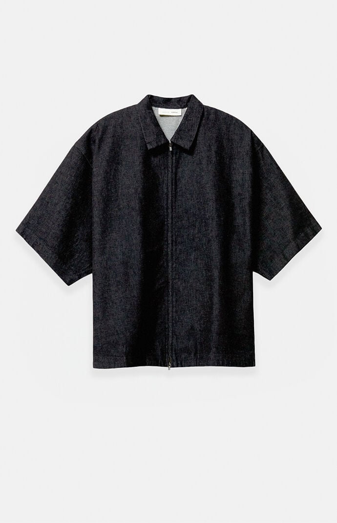Fear of God ESSENTIALS Vintage Black Denim Zip Up Work Shirt
