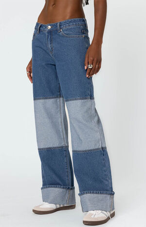 Lindsey Two Tone Cuffed Jeans image number 4
