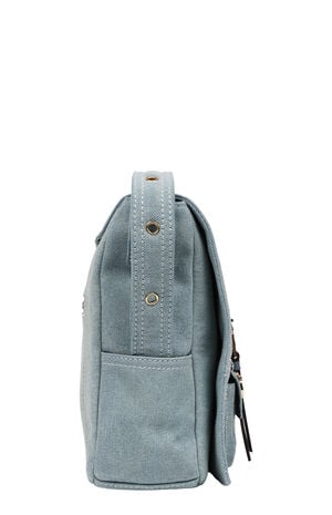 Blue Denim Multi Patch Messenger Bag image number 6