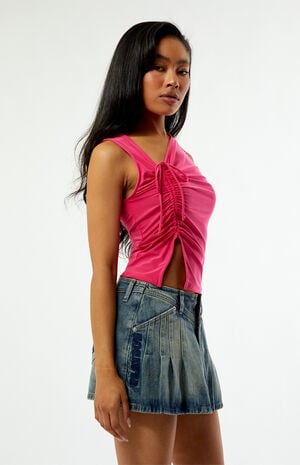 By PacSun Pleated Denim Mini Skort image number 3