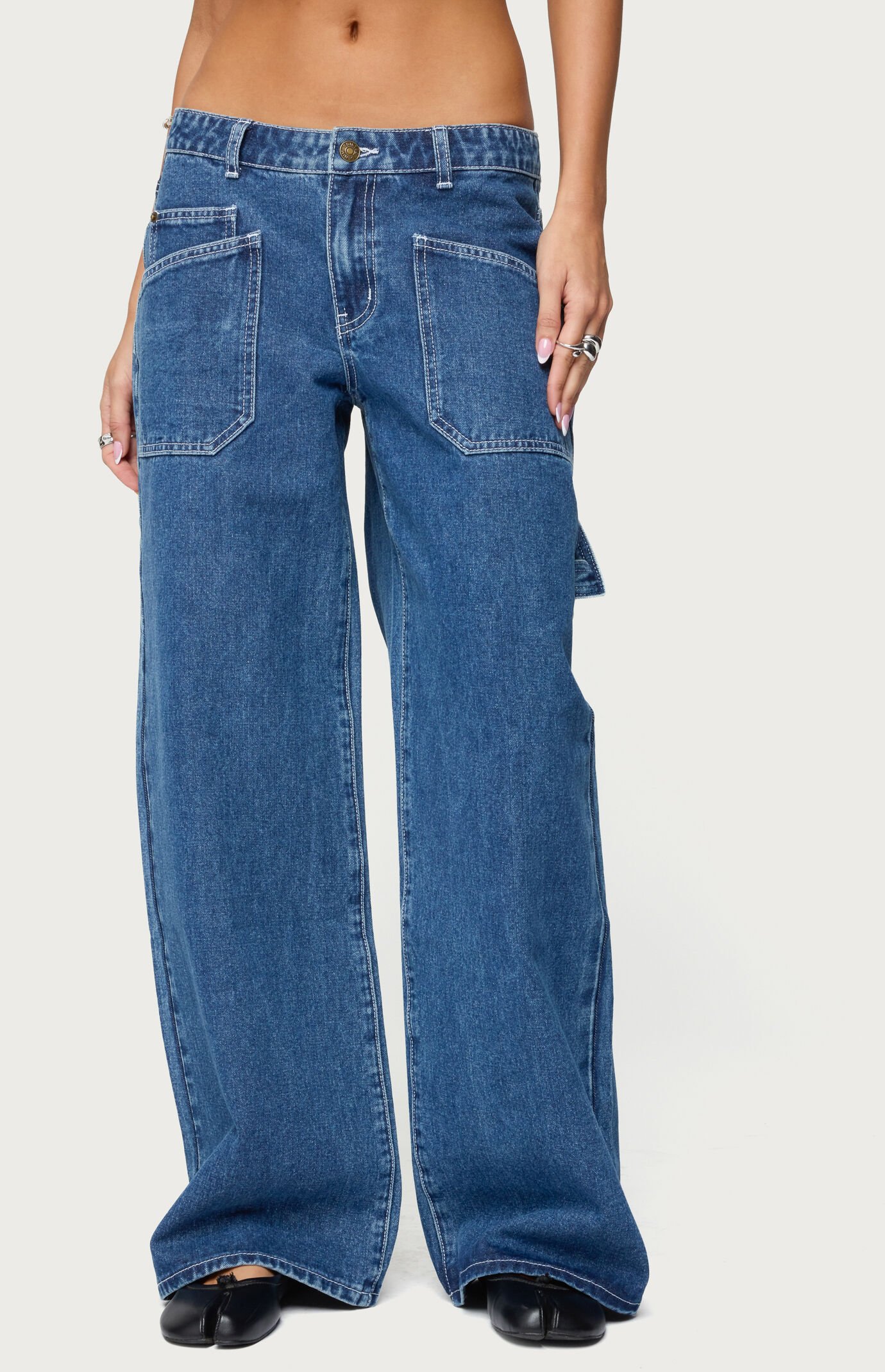 Edikted Connie Low Rise Baggy Carpenter Jeans