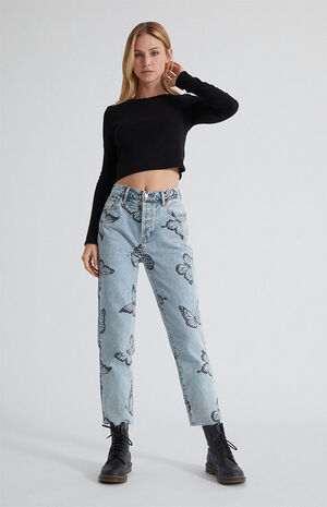 Eco Butterfly High Waisted Straight Leg Jeans image number 2