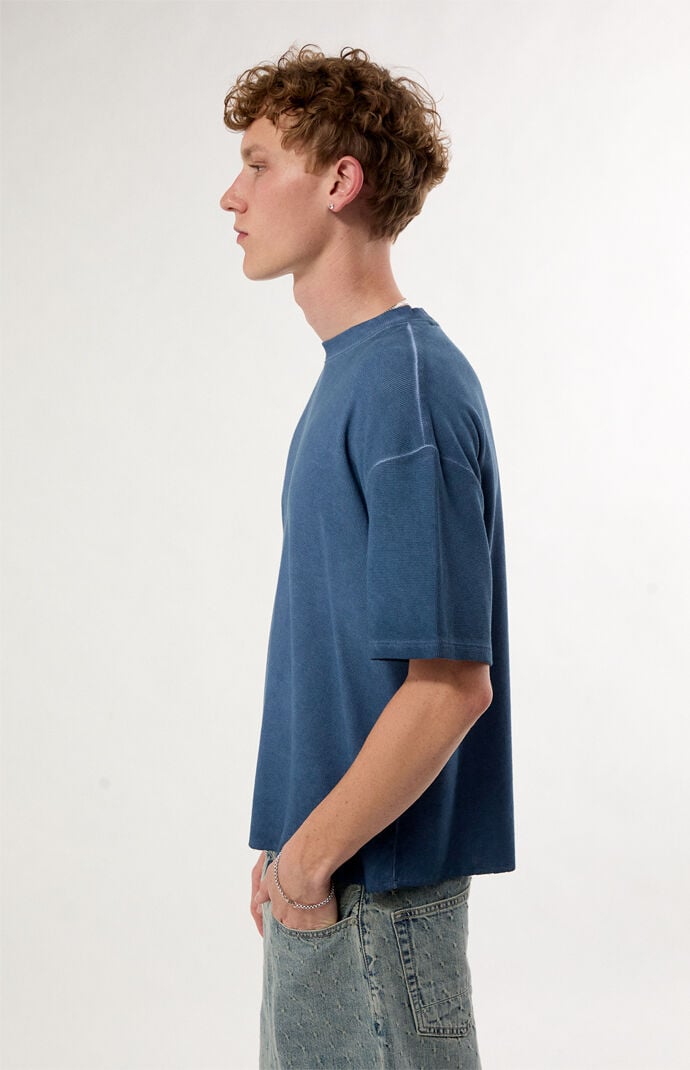 Pacsun Blue Oil Dye Waffle Knit T-Shirt