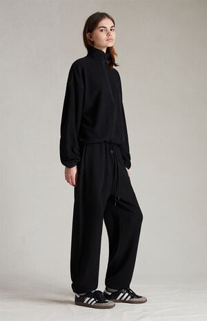 Women's Jet Black Reverse Fleece Sweatpants image number 3