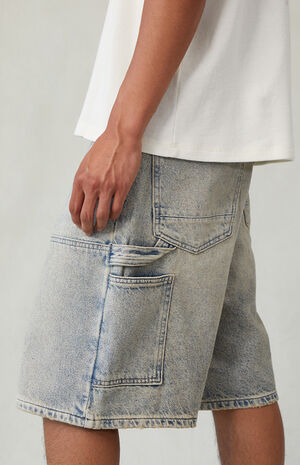Light Blue Tint Baggy Denim Carpenter Shorts image number 6