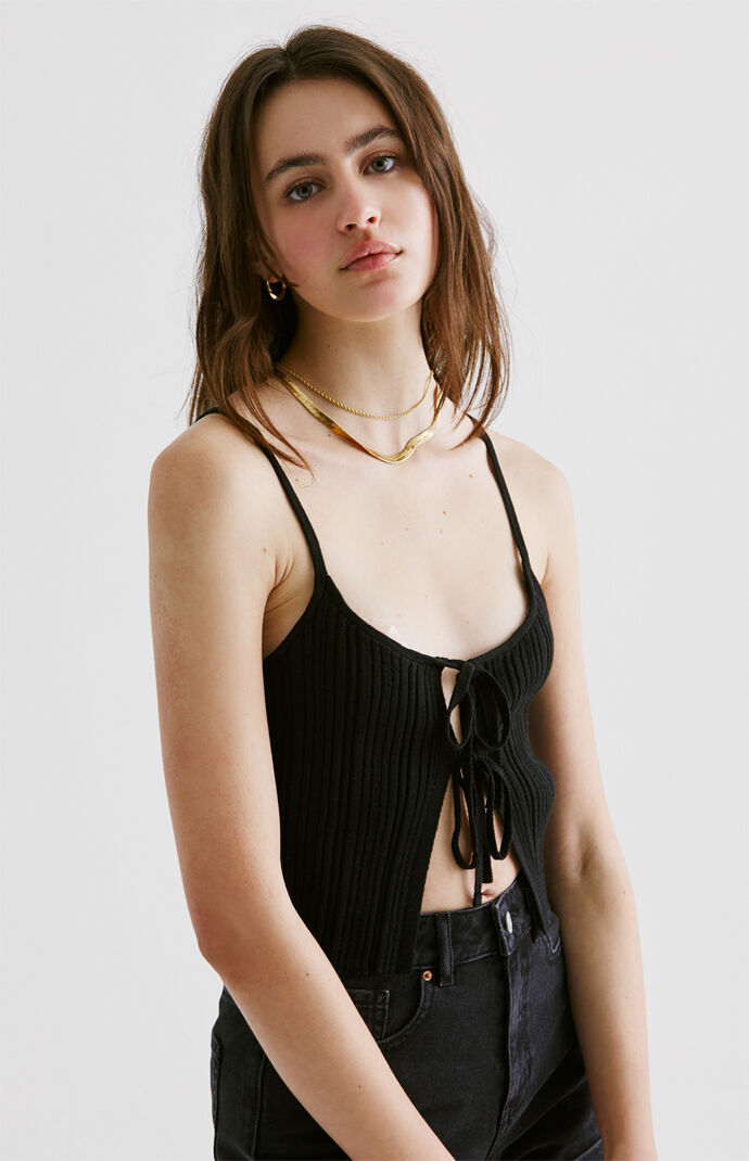 Tie Front Sweater Cami Top