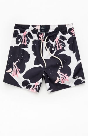 Black Floral Eco 4.5" Swim Trunks