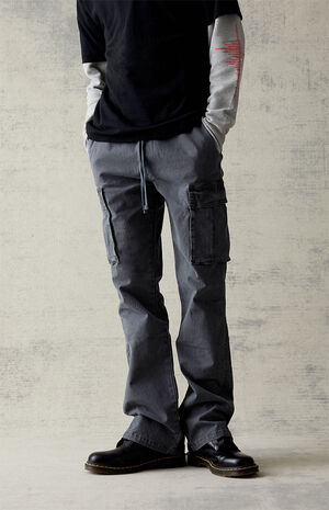 Stretch Canvas Gray Slim Boot Cargo Jeans image number 2