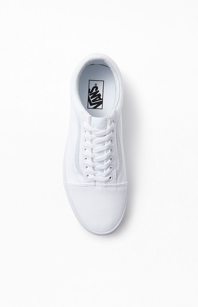 all white lace up vans